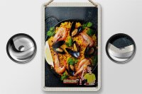 Blechschild Reise 12x18cm Spanien Europa Paella Reis Muscheln Schild
