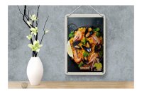 Blechschild Reise 12x18cm Spanien Europa Paella Reis Muscheln Schild