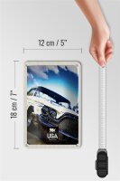 Blechschild Reise 12x18cm Amerika Oldtimer 90er silber Urlaub Schild