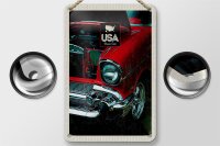Blechschild Reise 12x18cm Amerika Oldtimer 90er rot Urlaub Schild