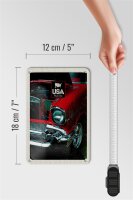 Blechschild Reise 12x18cm Amerika Oldtimer 90er rot Urlaub Schild