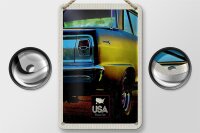 Blechschild Reise 12x18cm Amerika Oldtimer USA gelb Deko Urlaub Schild