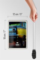Blechschild Reise 12x18cm Amerika Oldtimer USA gelb Deko Urlaub Schild