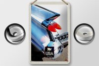 Blechschild Reise 12x18cm Amerika Oldtimer Lichter weiß Dekoration