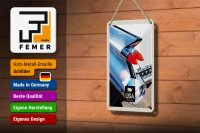 Blechschild Reise 12x18cm Amerika Oldtimer Lichter weiß Dekoration