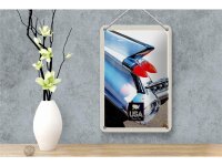 Blechschild Reise 12x18cm Amerika Oldtimer Lichter weiß Dekoration