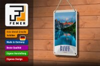 Blechschild Reise 12x18cm Banff Kanada Europa Meer Urlaub Schild