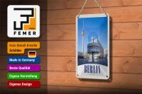 Blechschild Reise 12x18cm Berlin Deutschland Alexanderplatz Schild