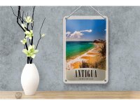 Blechschild Reise 12x18cm Antigua Karibik Strand Meer Urlaub Schild