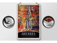 Blechschild Reise 12x18cm Atlanta AmerikaCola Gemälde Schild