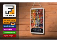 Blechschild Reise 12x18cm Atlanta AmerikaCola Gemälde Schild