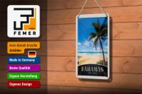 Blechschild Reise 12x18cm Bahamas West Indien Strand Palme Schild