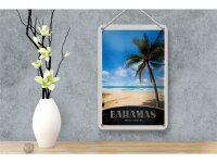 Blechschild Reise 12x18cm Bahamas West Indien Strand Palme Schild