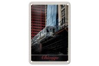 Blechschild Reise 12x18cm Chicago USA Amerika Bahn...