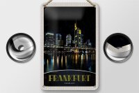 Blechschild Reise 12x18cm Frankfurt Deutschland Nacht...