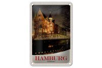Blechschild Reise 12x18cm Hamburg Deutschland Brücke...