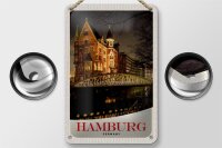 Blechschild Reise 12x18cm Hamburg Deutschland Brücke...