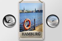 Blechschild Reise 12x18cm Hamburg Hafen Deutschland Fluss...