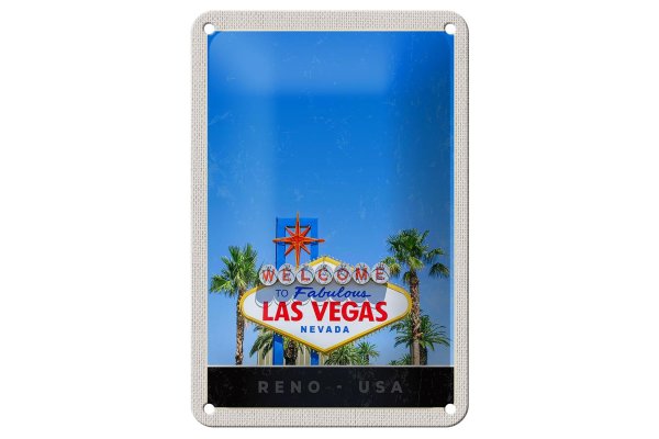 Blechschild Reise 12x18cm Las Vegas Nevada Amerika USA Casino Schild