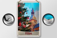 Blechschild Reise 12x18cm Riga Lettland Weihnachten Winterzeit Schild