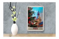 Blechschild Reise 12x18cm Riga Lettland Weihnachten Winterzeit Schild