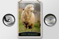 Blechschild Reise 12x18cm Neuseeland Europa Schaf Wiese Natur Schild
