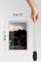 Blechschild Reise 12x18cm Neuseeland Gebirge Insel Stadt Straße Schild