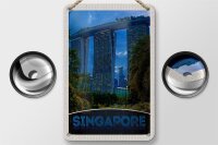 Blechschild Reise 12x18cm Singapur Asien Architektur Hochhaus Schild