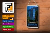 Blechschild Reise 12x18cm Singapur Asien Architektur Hochhaus Schild