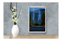 Blechschild Reise 12x18cm Singapur Asien Architektur Hochhaus Schild