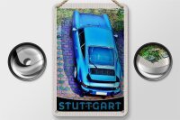 Blechschild Reise 12x18cm Stuttgart Deutschland Fahrzeug blau Schild