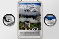 Blechschild Reise 12x18cm Confoederatio Helvetica Schloss Natur Schild