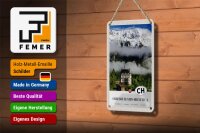 Blechschild Reise 12x18cm Confoederatio Helvetica Schloss Natur Schild