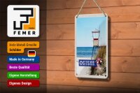 Blechschild Reise 12x18cm Ostsee Strand Deutschland Meer Urlaub Schild