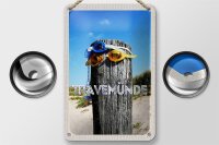 Blechschild Reise 12x18cm Travemünde Schwimmbrille Schnuller Schild