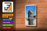 Blechschild Reise 12x18cm Travemünde Schwimmbrille Schnuller Schild