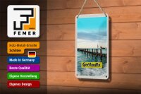 Blechschild Reise 12x18cm Grötmitz Meer Strand Urlaub Wellen Schild