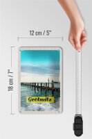 Blechschild Reise 12x18cm Grötmitz Meer Strand Urlaub Wellen Schild
