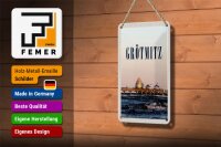Blechschild Reise 12x18cm Grötzmitz Schleswig-Holstein Strand Schild