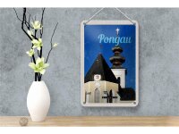 Blechschild Reise 12x18cm Pongau Österreich Kirche Urlaub Stadt Schild