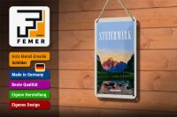 Blechschild Reise 12x18cm Steiermark Österreich Urlaub See Natur Schild