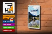 Blechschild Reise 12x18cm Steiermark Österreich See Wald Berg Schild