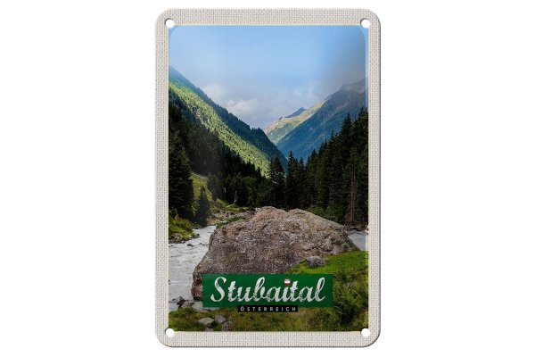 Blechschild Reise 12x18cm Stubaital Österreich Wanderung Natur Schild