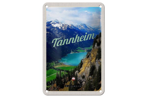 Blechschild Reise 12x18cm Tannheim Wälder Wanderung See Urlaub Schild