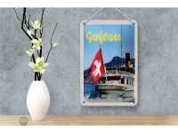 Blechschild Reise 12x18cm Genfersee Schweiz Lasuisse Schiffstour Schild