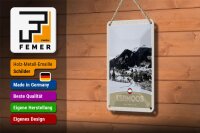 Blechschild Reise 12x18cm Lermoos Österreich Wälder Winterzeit Schild