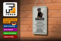 Blechschild Spruch 12x18cm Tiere Rottweiler Hausordnung Hunde Schild