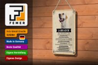 Blechschild Spruch 12x18cm Tiere Labrador Hausordnung Hunde Schild