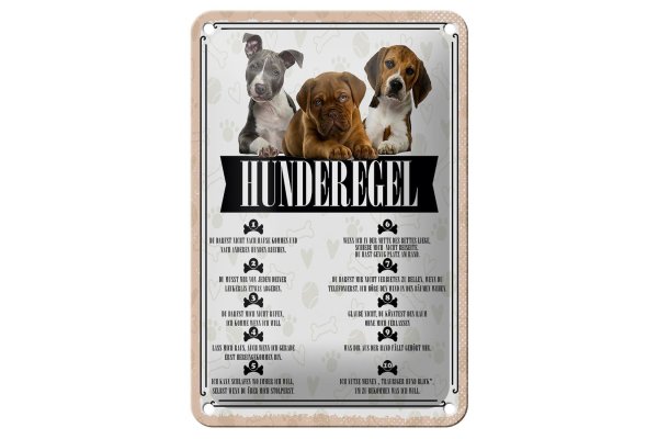 Blechschild Spruch 12x18cm Hunderegel du darfst mich nicht rufen Schild