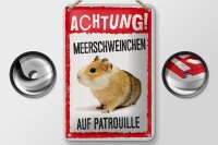 Blechschild Spruch 12x18cm Achtung Meerschweinchen...